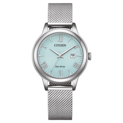 Citizen Eco-Drive Elegance EW2621-75M Damenuhr Silber • Milanaise-Armband • Saphirglas