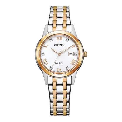 Citizen Eco-Drive Elegance FE1246-85A Damenuhr Bicolor • Solarbetrieb • Datumsanzeige