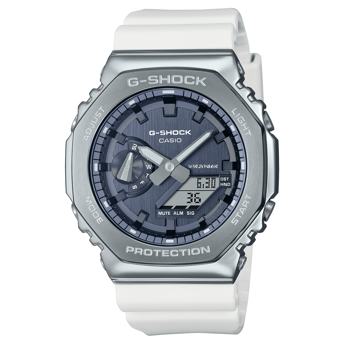 Casio GM-2100WS-7AER G-Shock Classic Herrenuhr Weiß • Metallverkleidung & Mineralglas • Stoßfest bis 20 bar, Bild 2