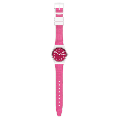 Swatch Originals GW713 Damenuhr Weiß • Silikonarmband mit Stoff-Inlay • Schweizer Quarzwerk, Bild 3