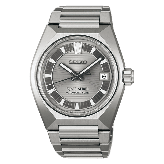 Seiko King Seiko Titanarmbanduhr mit silbernem Zifferblatt, Saphirglas, Datum 6