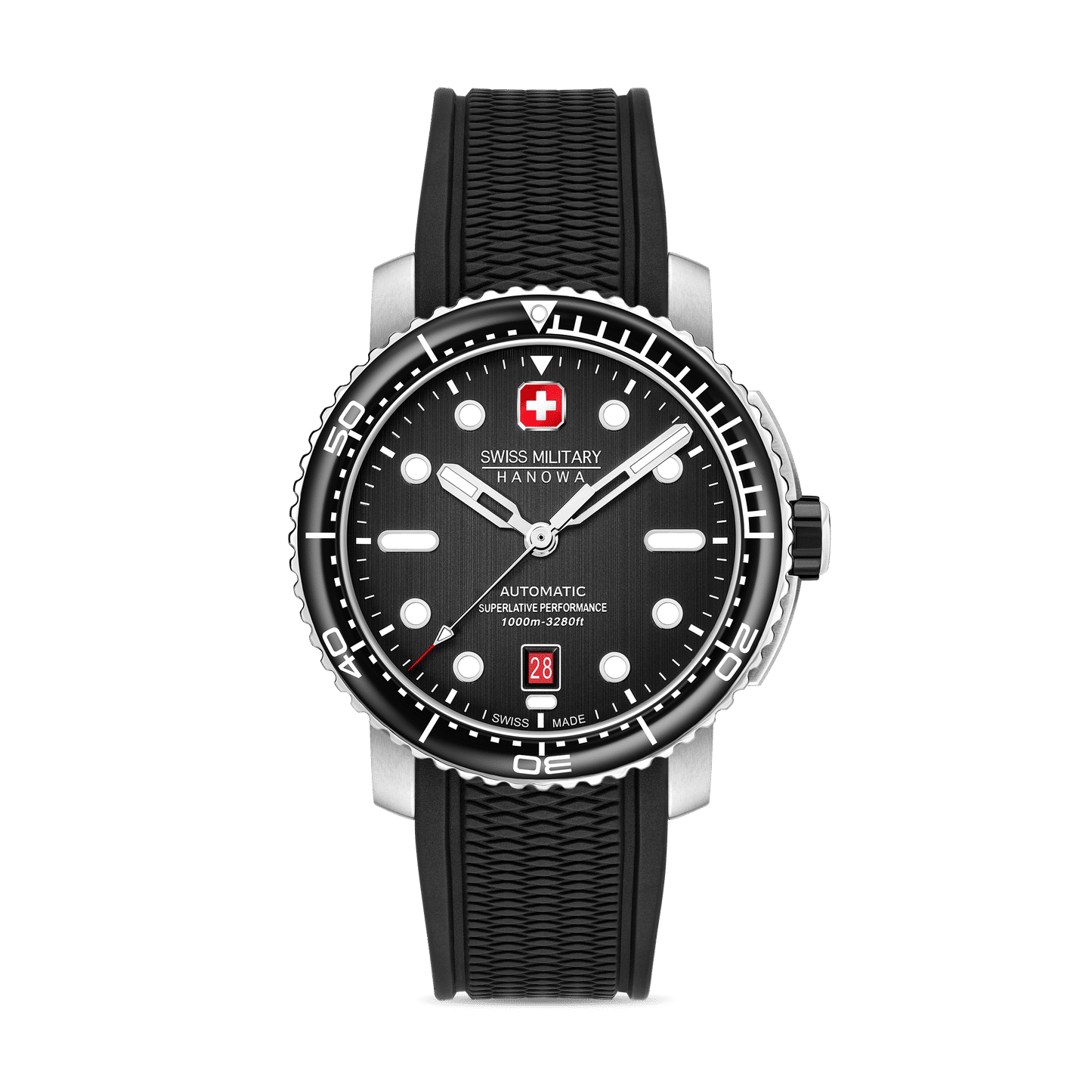 Swiss Military Hanowa Maitre Plongeur SMWGL0002001-SET Herrenuhr Schwarz • Automatikwerk Soprod P024 • 1000 m Wasserdicht