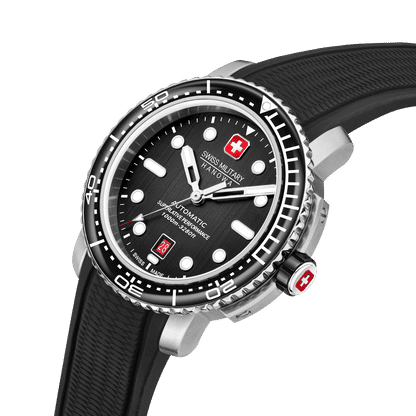 Swiss Military Hanowa Maitre Plongeur SMWGL0002001-SET Herrenuhr Schwarz • Automatikwerk Soprod P024 • 1000 m Wasserdicht