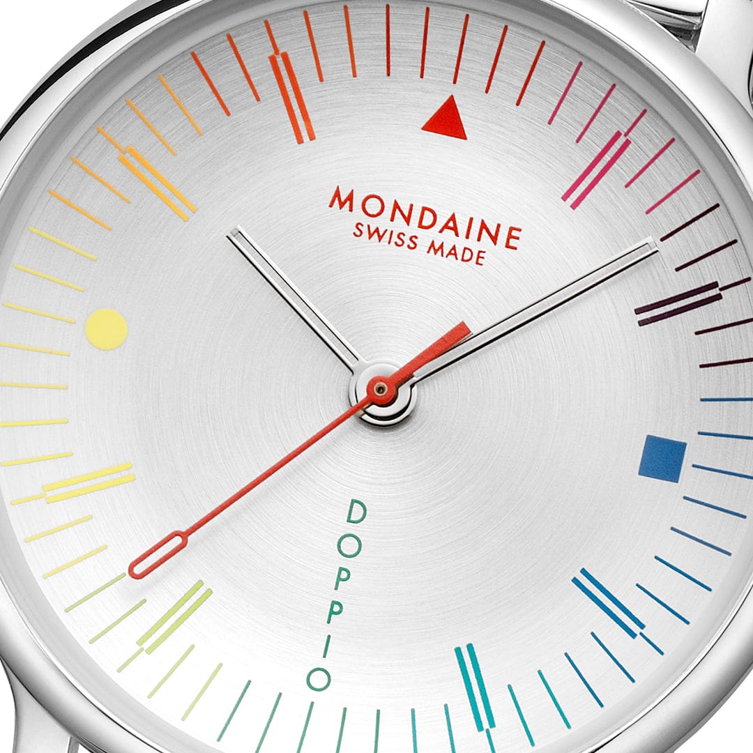 Mondaine Doppio MLE.33112.SM Damen Armbanduhr Silber • Saphirglas mit Antireflexbeschichtung • Swiss Made Quarzwerk, Bild 3
