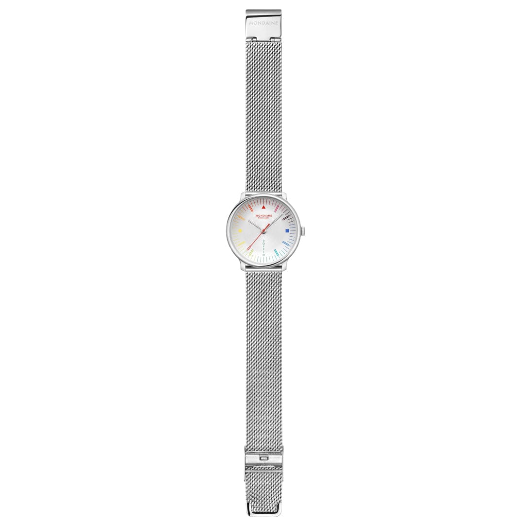 Mondaine Doppio MLE.33112.SM Damen Armbanduhr Silber • Saphirglas mit Antireflexbeschichtung • Swiss Made Quarzwerk, Bild 7