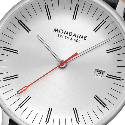 Mondaine Doppio MLE.41210.LBV Herrenuhr Schwarz • Saphirglas mit Antireflexbeschichtung • Swiss Made Quarzwerk, Bild 3
