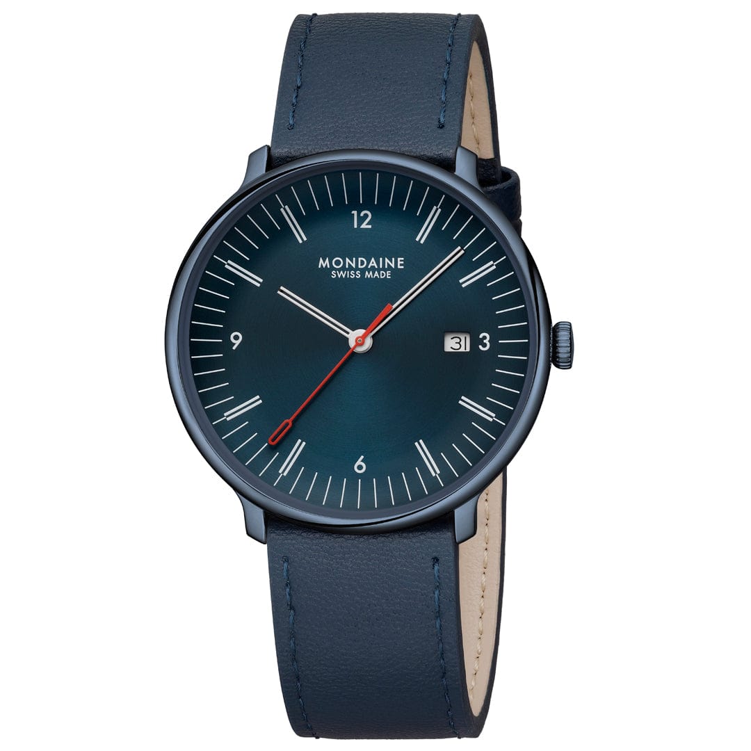 Mondaine Doppio MLE.41240.LDV Herrenuhr Blau • Saphirglas mit Antireflexbeschichtung • Schweizer Quarzwerk, Bild 8