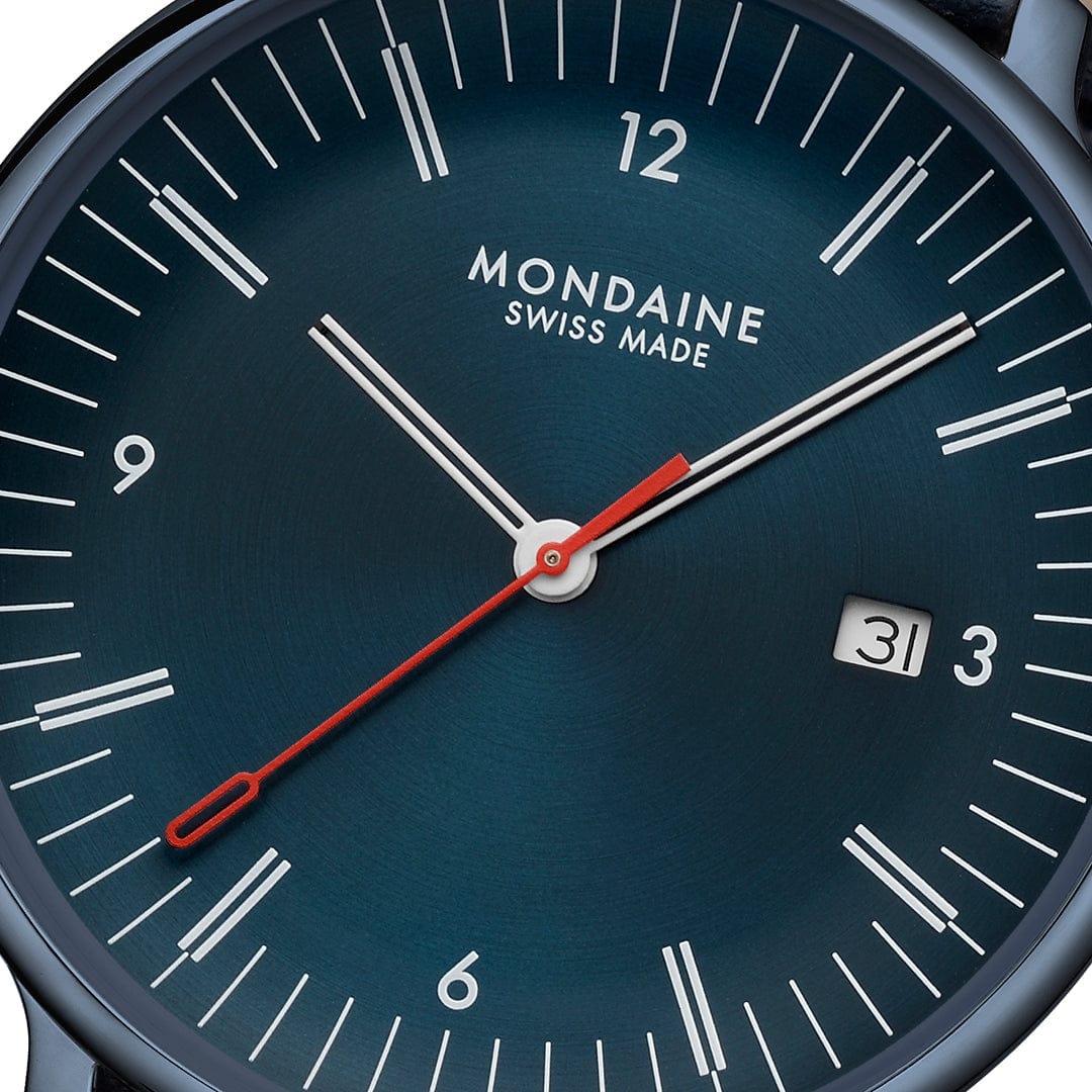 Mondaine Doppio MLE.41240.LDV Herrenuhr Blau • Saphirglas mit Antireflexbeschichtung • Schweizer Quarzwerk, Bild 3