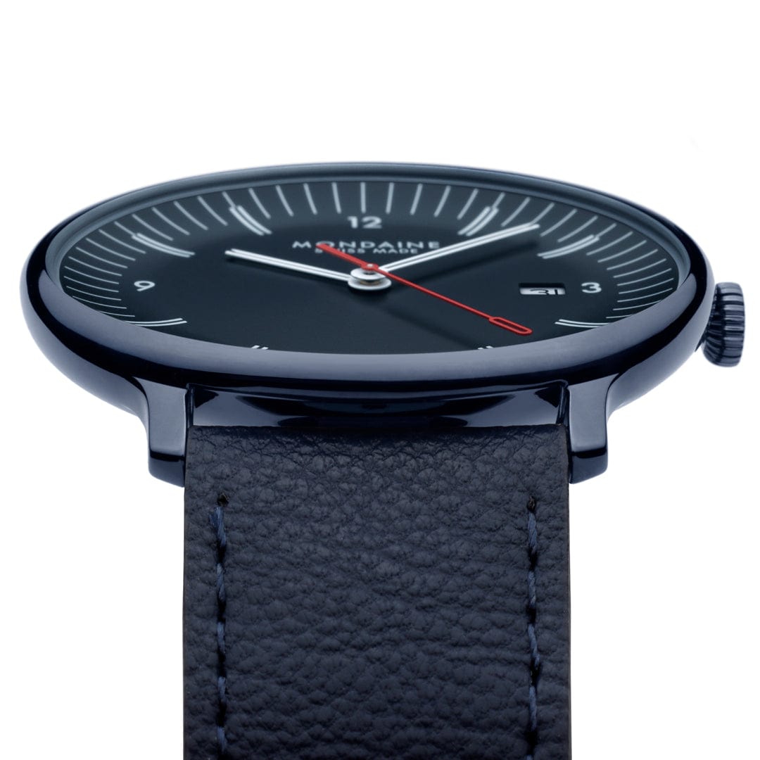 Mondaine Doppio MLE.41240.LDV Herrenuhr Blau • Saphirglas mit Antireflexbeschichtung • Schweizer Quarzwerk, Bild 4