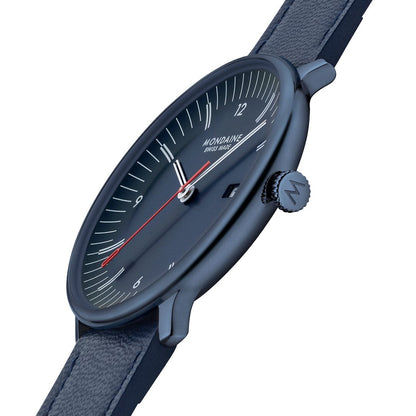 Mondaine Doppio MLE.41240.LDV Herrenuhr Blau • Saphirglas mit Antireflexbeschichtung • Schweizer Quarzwerk, Bild 7