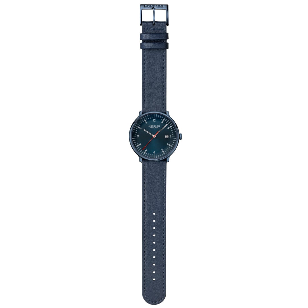 Mondaine Doppio MLE.41240.LDV Herrenuhr Blau • Saphirglas mit Antireflexbeschichtung • Schweizer Quarzwerk, Bild 9