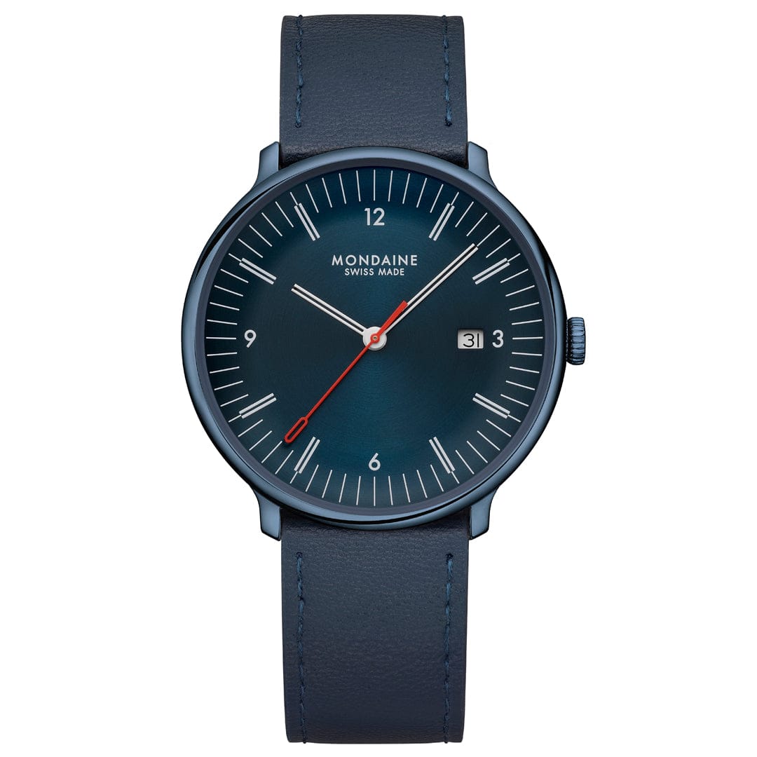 Mondaine Doppio MLE.41240.LDV Herrenuhr Blau • Saphirglas mit Antireflexbeschichtung • Schweizer Quarzwerk