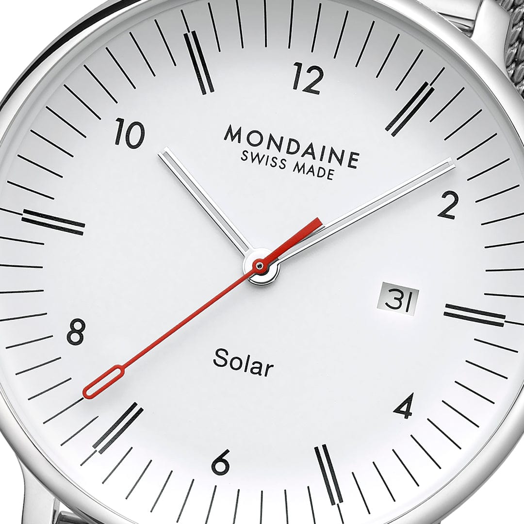 Mondaine Doppio Solar MLE.41910.SM Herrenuhr Silber • Saphirglas • Solaruhrwerk, Bild 3