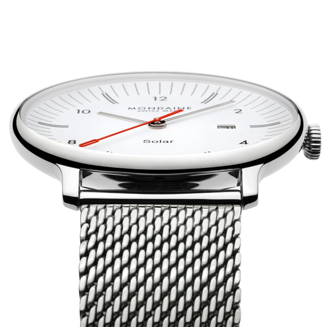 Mondaine Doppio Solar MLE.41910.SM Herrenuhr Silber • Saphirglas • Solaruhrwerk, Bild 4