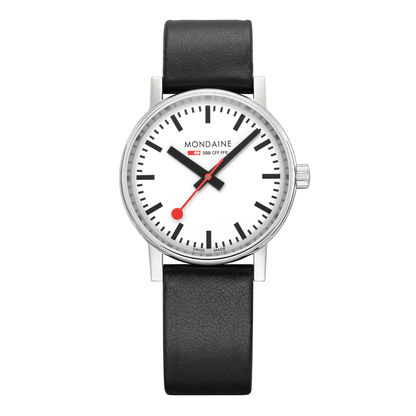 Mondaine evo2 MSE.35110.LBV Damenuhr Schwarz • Saphirglas • Veganes Traubenleder