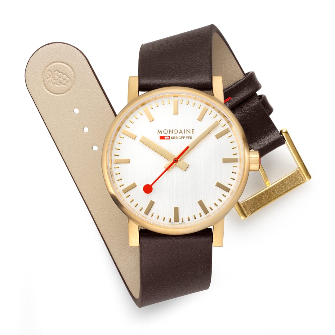 Mondaine evo2 MSE.40112.LGV Herrenuhr Braun • Saphirglas • Veganes Traubenleder, Bild 6