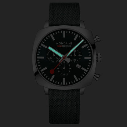 Mondaine Grand Cushion MSL.41460.LF.SET Herrenuhr Grün • Saphirglas • Quarz-Chronograph, Bild 2