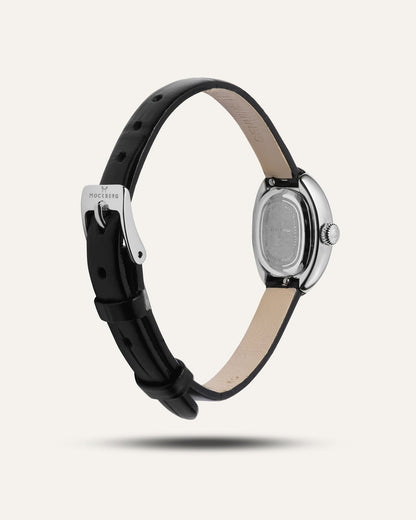 Mockberg Belle Oval Petite MB1413 Damen Armbanduhr Schwarz • Mineralglas • Lederarmband, Bild 6