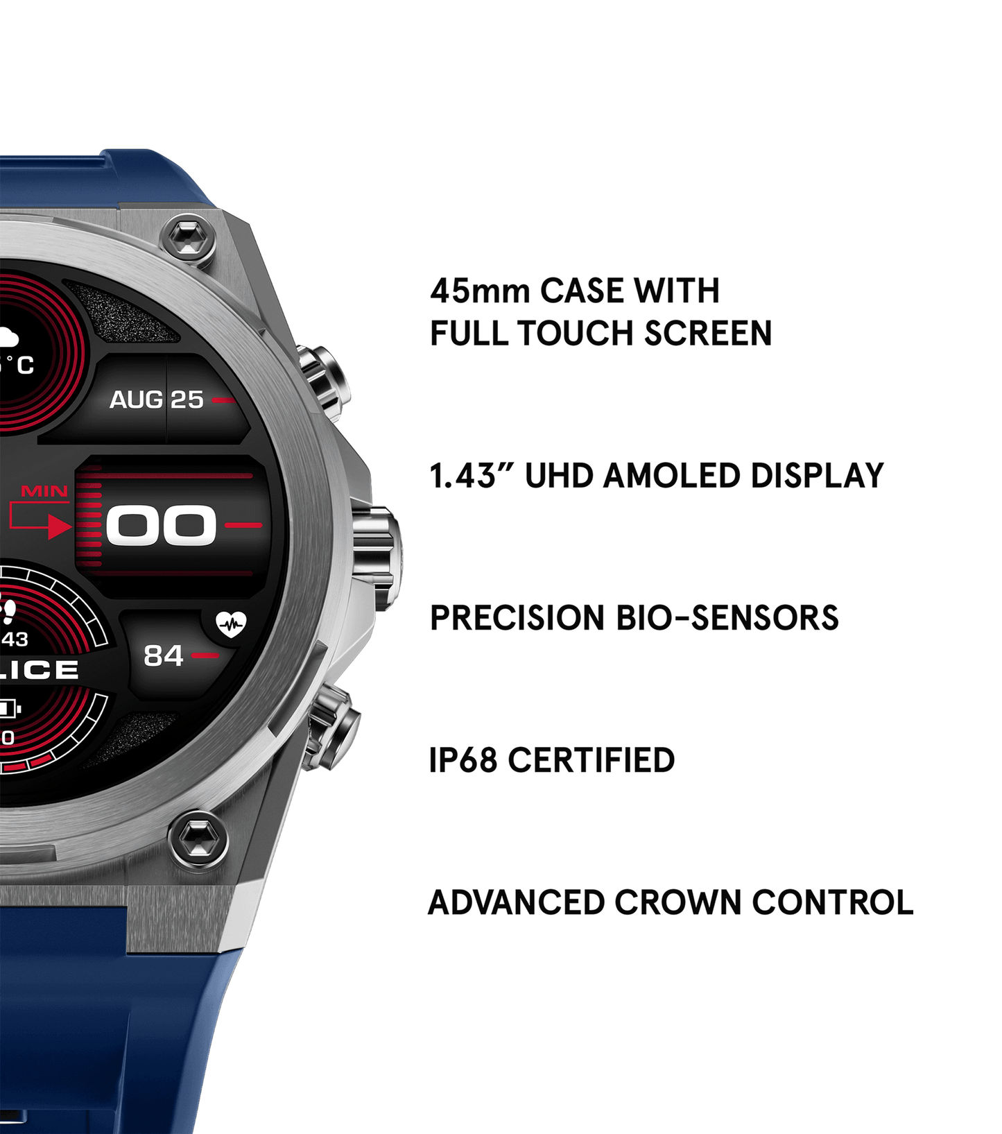 Police My.Avatar 2.0 PEIUN00003X0 Herren-Smartwatch Blau/Orange • AMOLED-Display • Schnellladefunktion, Bild 7