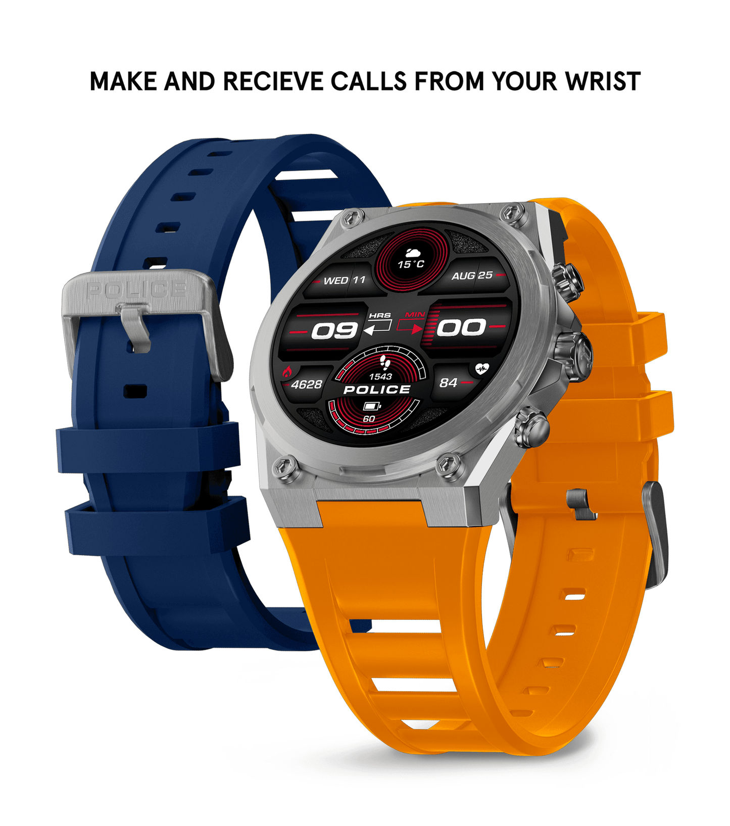 Police My.Avatar 2.0 PEIUN00003X0 Herren-Smartwatch Blau/Orange • AMOLED-Display • Schnellladefunktion, Bild 9