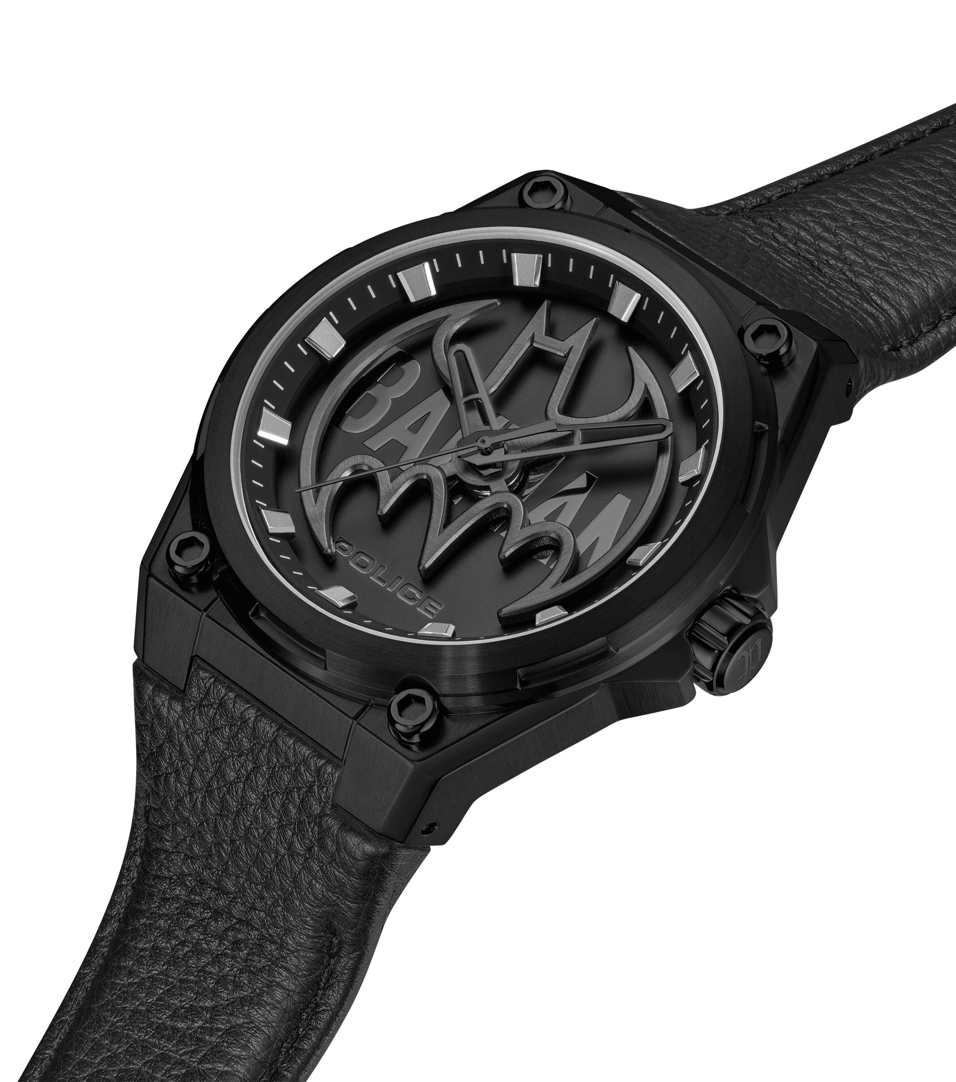 Police Batwing PEWGA0090005-SET Herrenuhr Schwarz • Mineralglas • Schwarzes Echtlederarmband, Bild 2