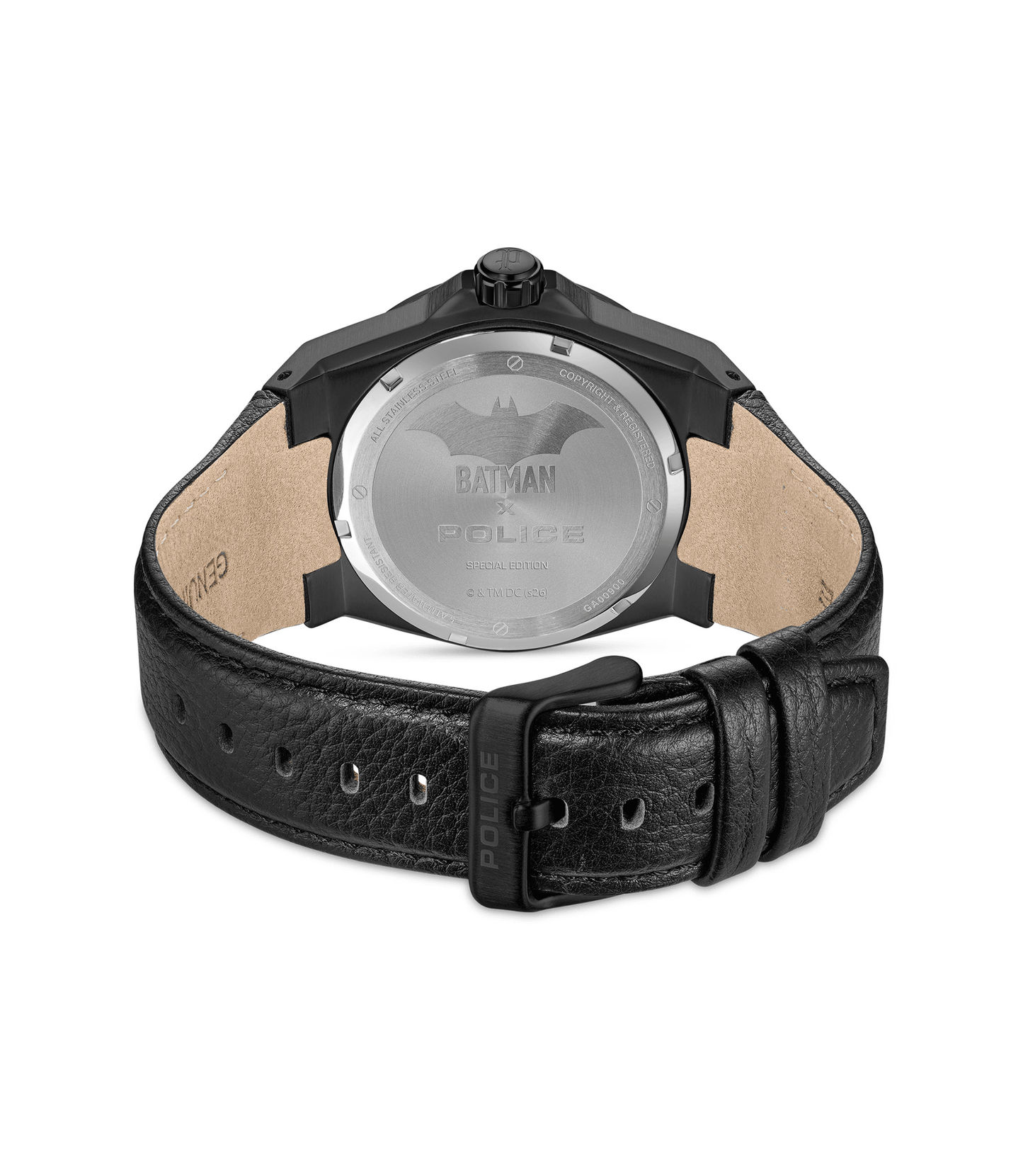 Police Batwing PEWGA0090005-SET Herrenuhr Schwarz • Mineralglas • Schwarzes Echtlederarmband, Bild 3
