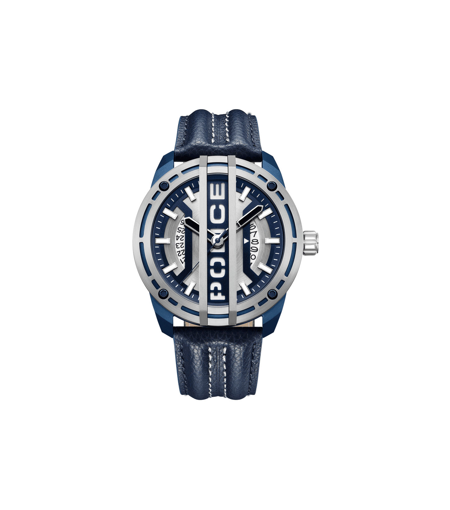 Police Fast Lane PEWGB0039841 Herrenuhr Blau • Lederarmband • Datumsanzeige