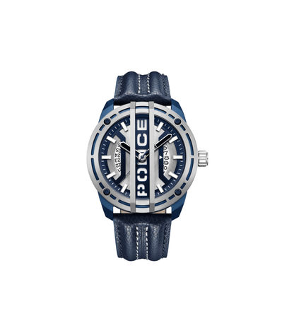 Police Fast Lane PEWGB0039841 Herrenuhr Blau • Lederarmband • Datumsanzeige