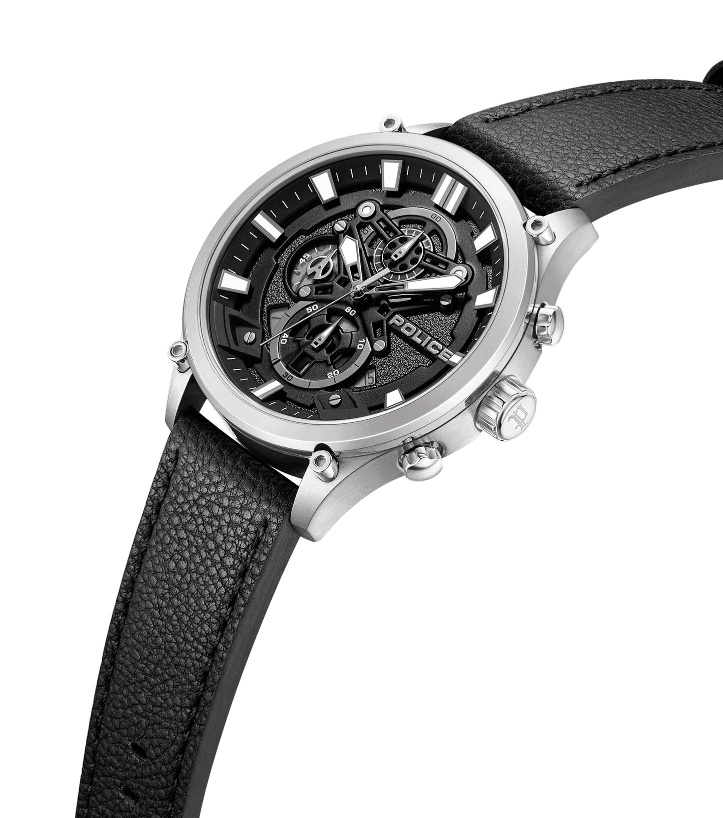 Police Wadden PEWGC0054205 Herrenuhr Schwarz • Quarz-Chronograph • Schwarzes Lederarmband, Bild 2