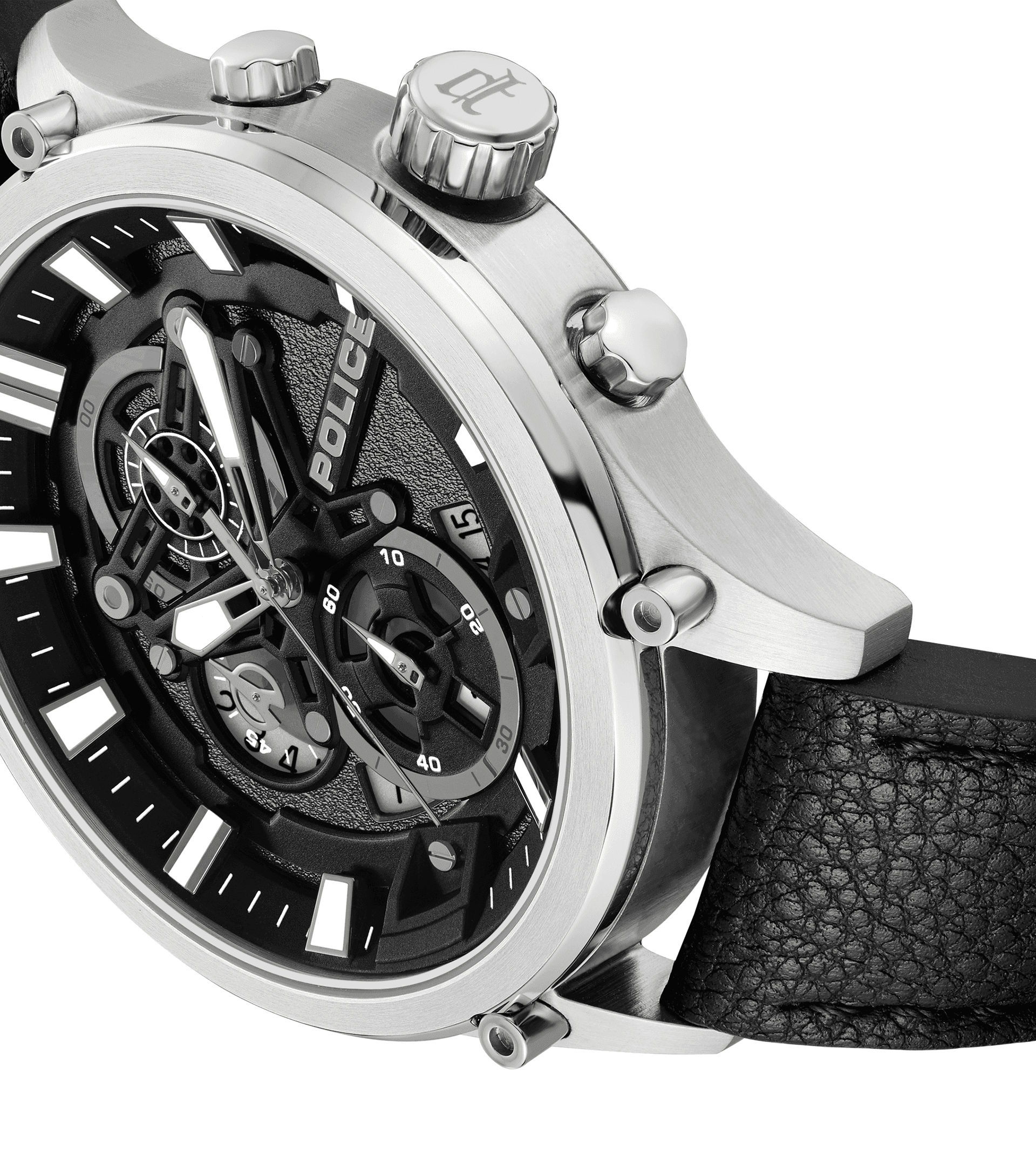 Police Wadden PEWGC0054205 Herrenuhr Schwarz • Quarz-Chronograph • Schwarzes Lederarmband, Bild 4