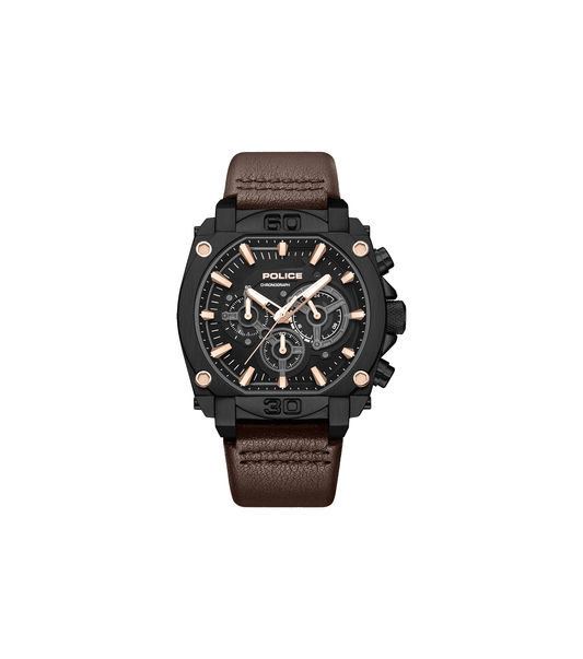 Police Norwood PEWGC0092905 Herrenuhr Grau • Quarz-Chronograph • Lederarmband Braun