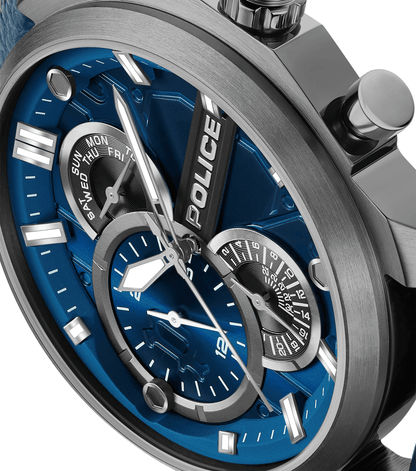 Police Reactor PEWGF0039202 Herrenuhr Blau • Multifunktions-Zifferblatt • Robustes Lederband, Bild 4