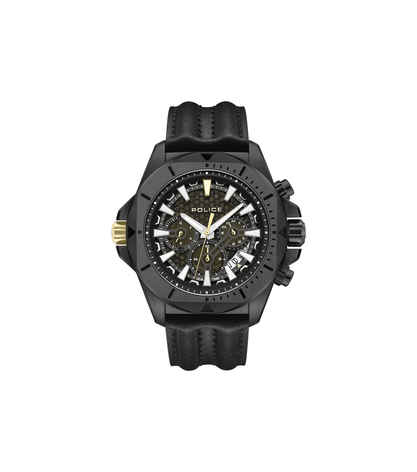 Police Electrical PEWGF0054503 Herrenuhr Schwarz • Multifunktion • Lederband