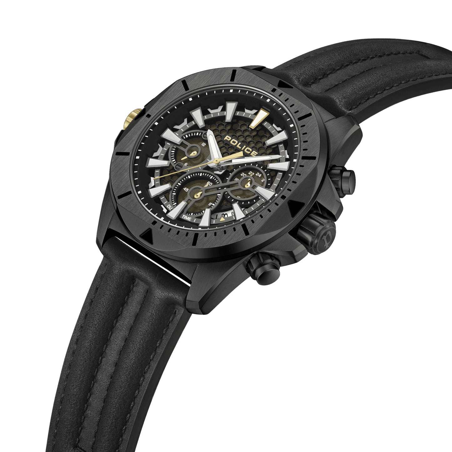 Police Electrical PEWGF0054503 Herrenuhr Schwarz • Multifunktion • Lederband, Bild 2