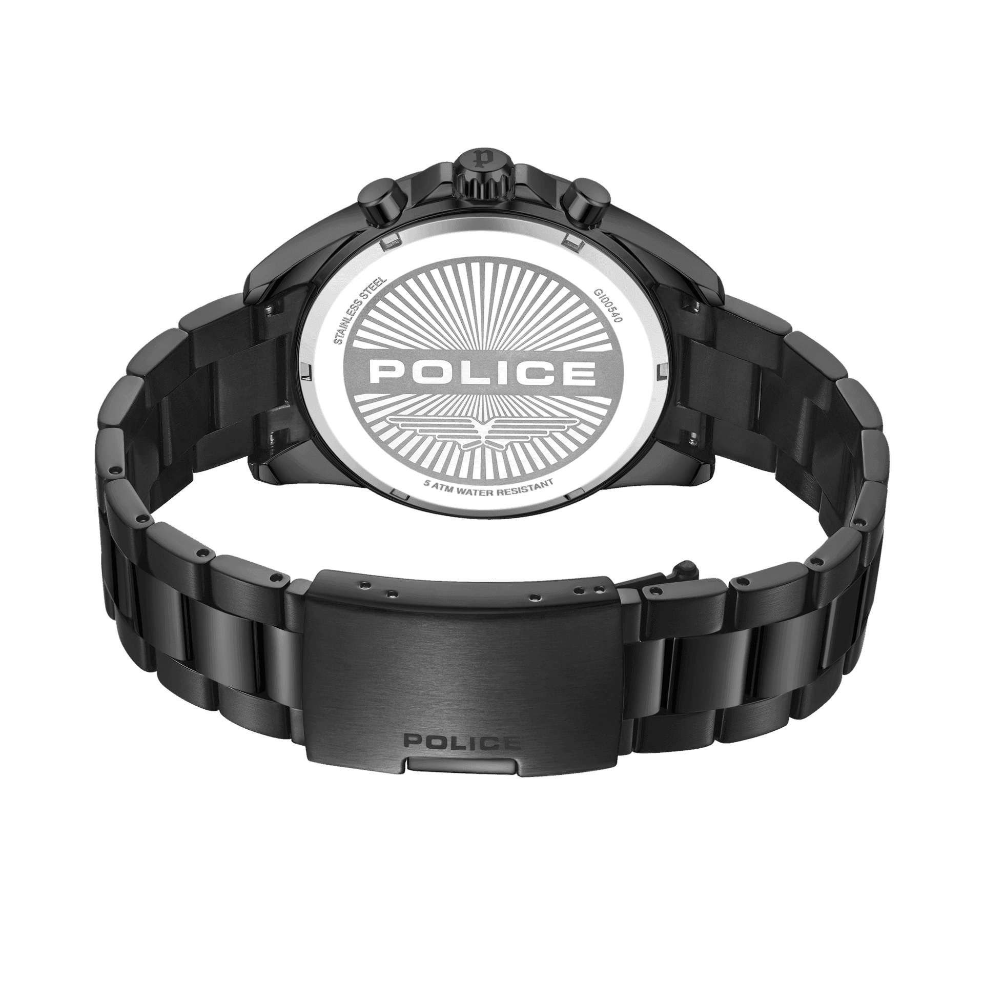 Police Burbank PEWGI0054004 Herrenuhr Schwarz • Chronograph • Metallarmband, Bild 3