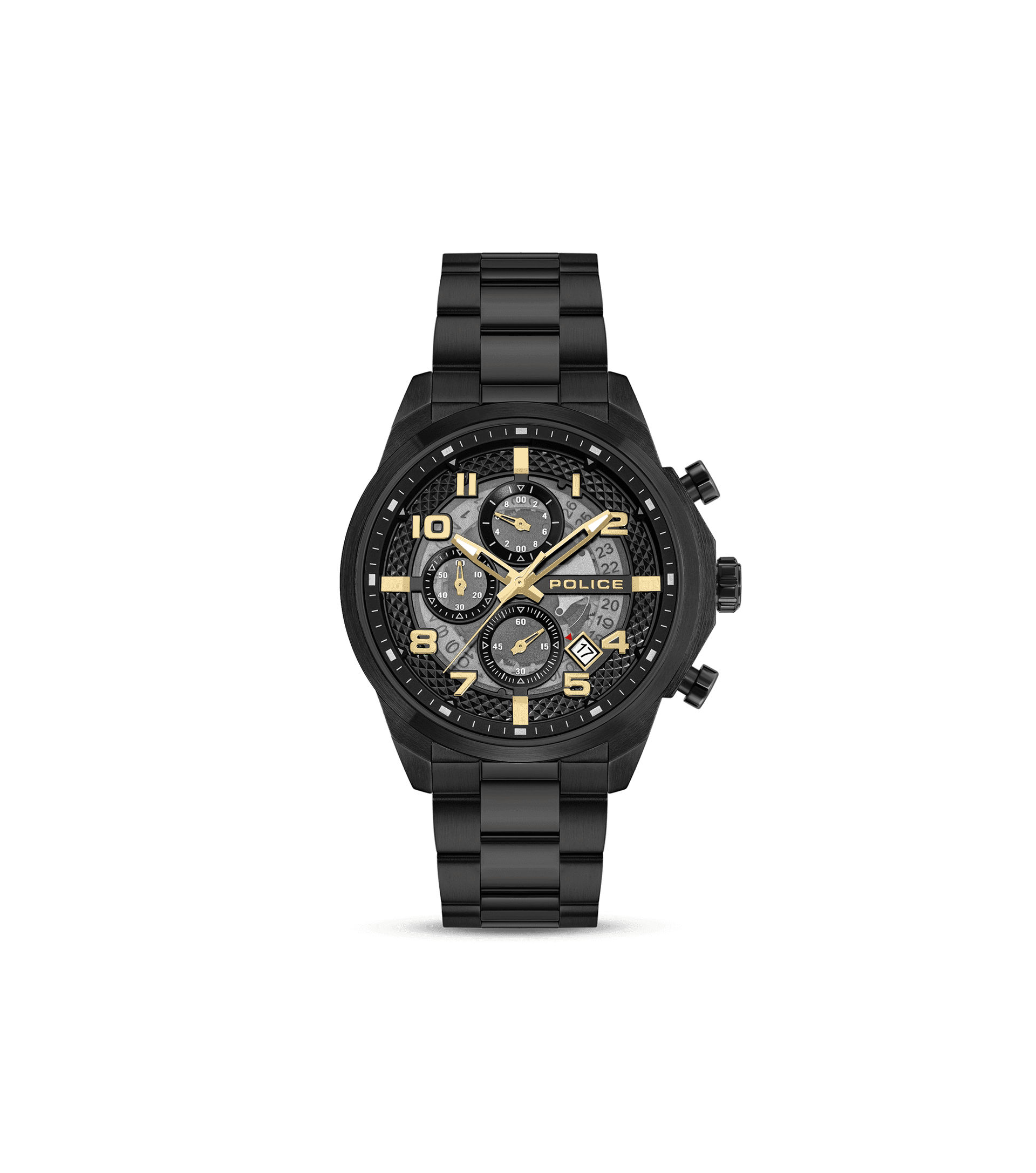 Police Soul PEWGK0053902-SET Herrenuhr Schwarz • Multifunktions-Chronograph • Industrielles Design