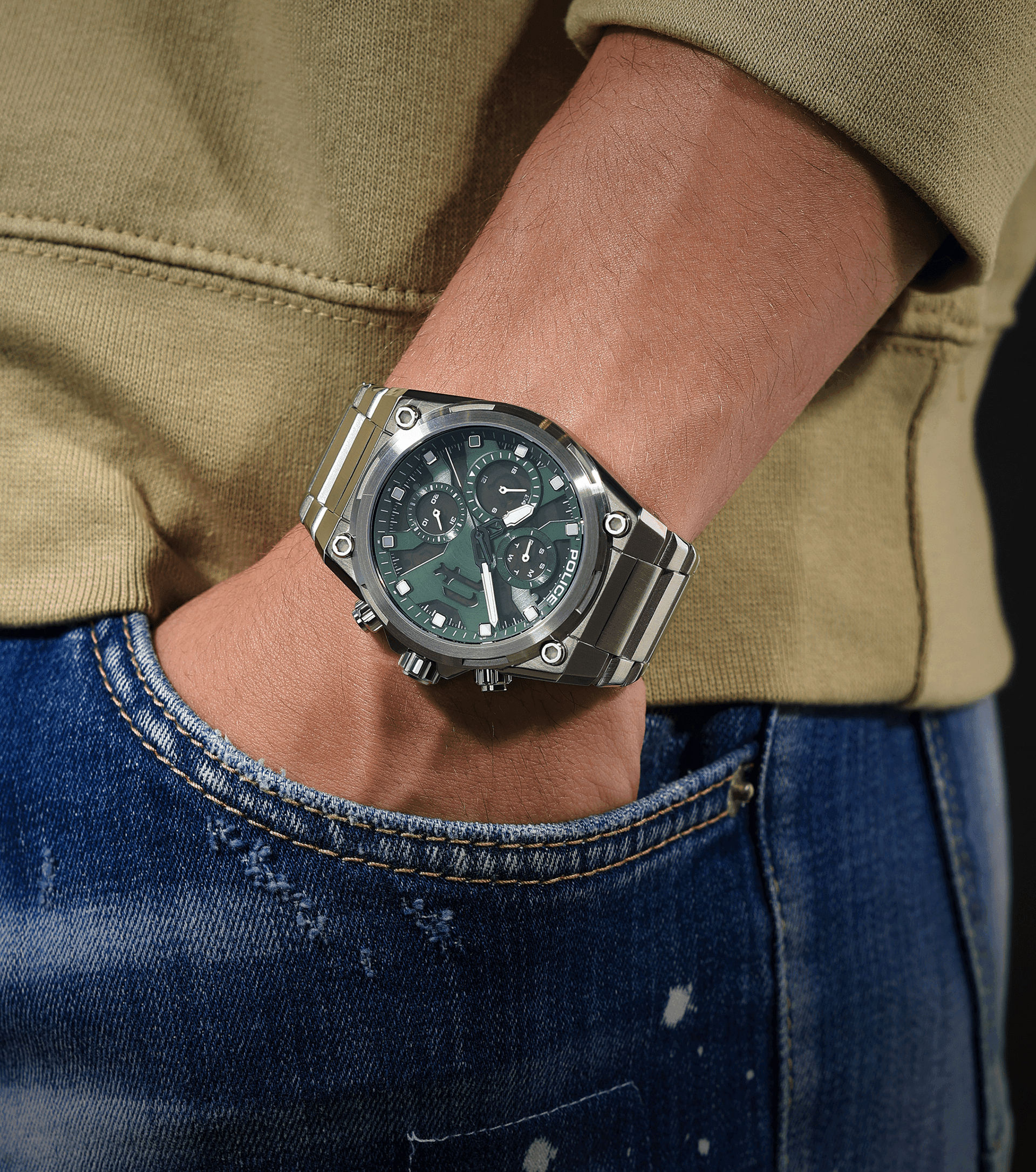 Police Airflow PEWGK2239104 Herrenuhr Silber • Multifunktionswerk • Industriedesign, Bild 5
