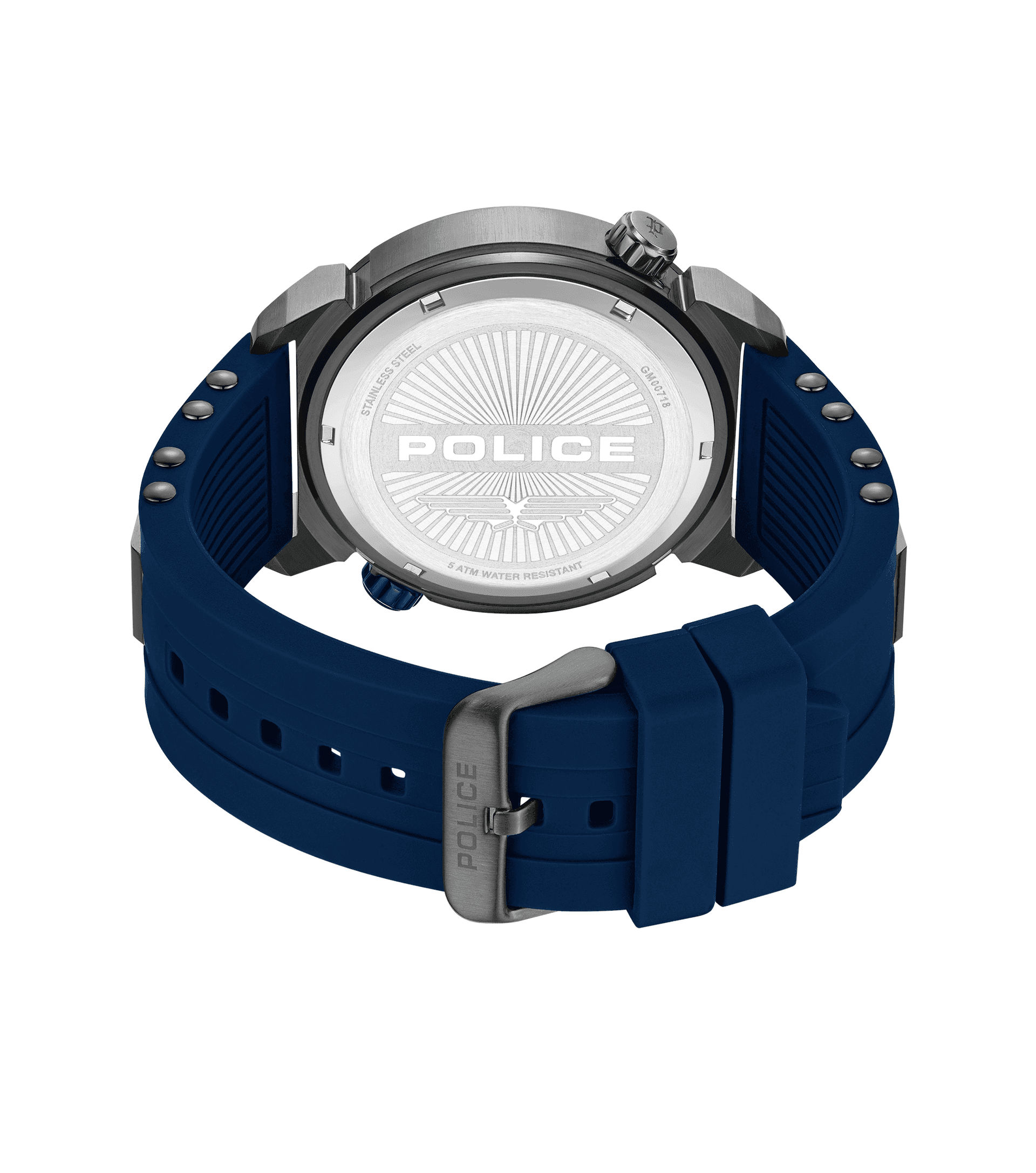 Police Boa PEWGM0071803 Herren • Ionenplattiertes Gunmetal-Gehäuse • Silikon-Armband Blau, Bild 3