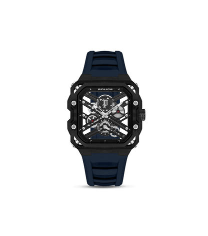 Police Disruptor PEWGM0072001 Herrenuhr Schwarz • Ionenplattiertes Gehäuse • Marineblaues Silikonarmband