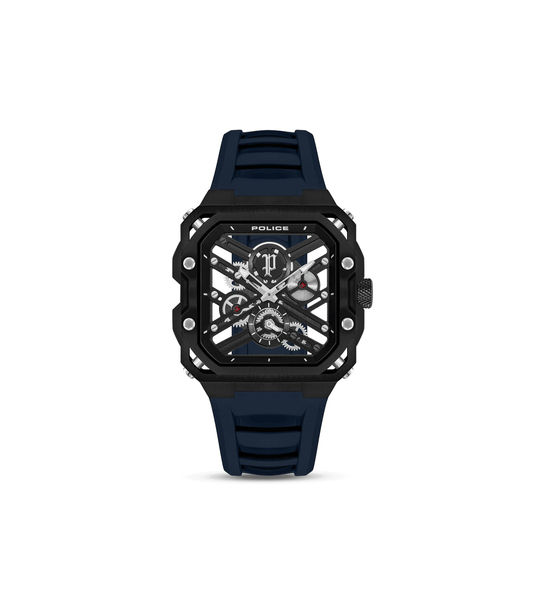 Police Disruptor PEWGM0072001 Herrenuhr Schwarz • Ionenplattiertes Gehäuse • Marineblaues Silikonarmband