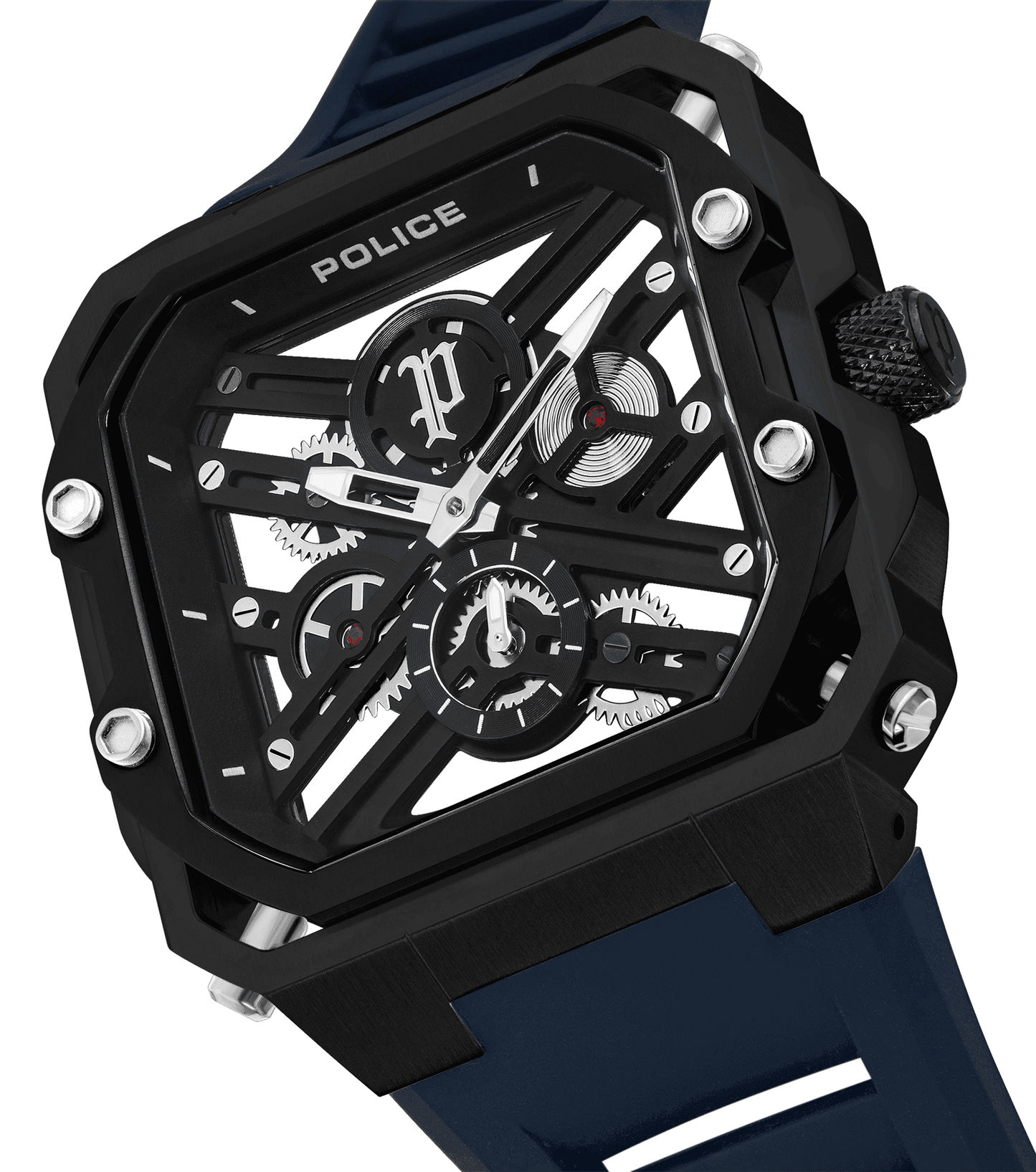 Police Disruptor PEWGM0072001 Herrenuhr Schwarz • Ionenplattiertes Gehäuse • Marineblaues Silikonarmband, Bild 4