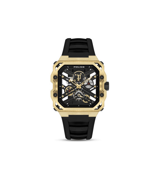 Police Disruptor I PEWGM0072003 Herrenuhr Gold • Ionenplattiertes Goldgehäuse • Schwarzes Silikonarmband