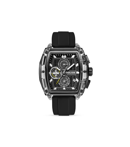 Police Clout Tank PEWGO00778X2 Herrenuhr Schwarz • Quarz-Chronograph • Set mit 4 Armbändern