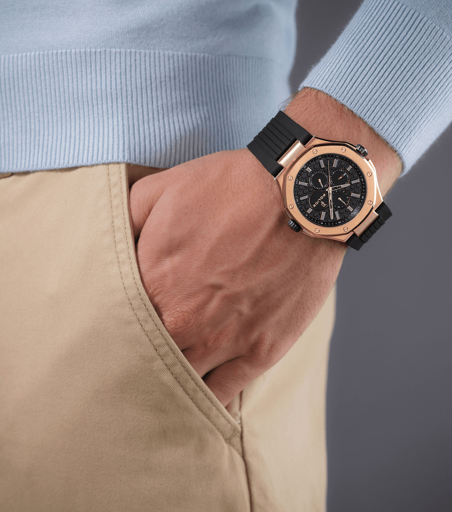 Police DUAL PEWGQ0081902 Herrenuhr Mehrfarbig • Zwei Zifferblätter • Roségold-IP-Beschichtung, Bild 11