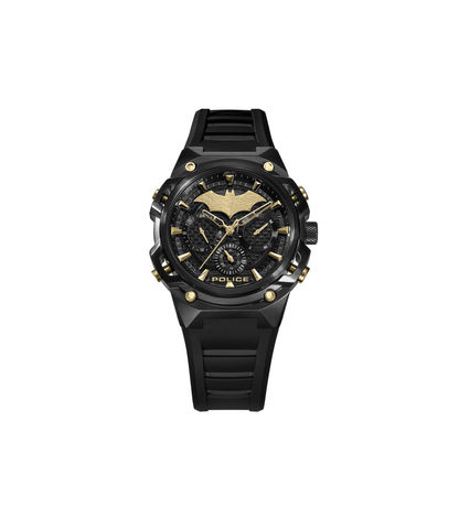 Police Crusader PEWGQ0089902-SET Herrenuhr Schwarz • Multifunktions-Chronograph • Batman-Edition mit Batarang Armband