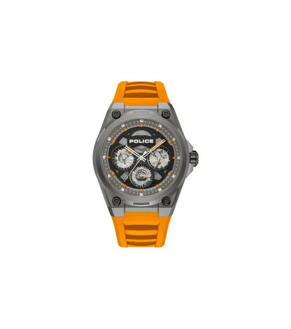 Police Dominion PEWGQ0093802 Herrenuhr Orange • Edelstahlgehäuse mit IP-Beschichtung • Multifunktion