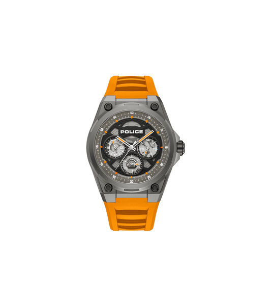 Police Dominion PEWGQ0093802 Herrenuhr Orange • Edelstahlgehäuse mit IP-Beschichtung • Multifunktion