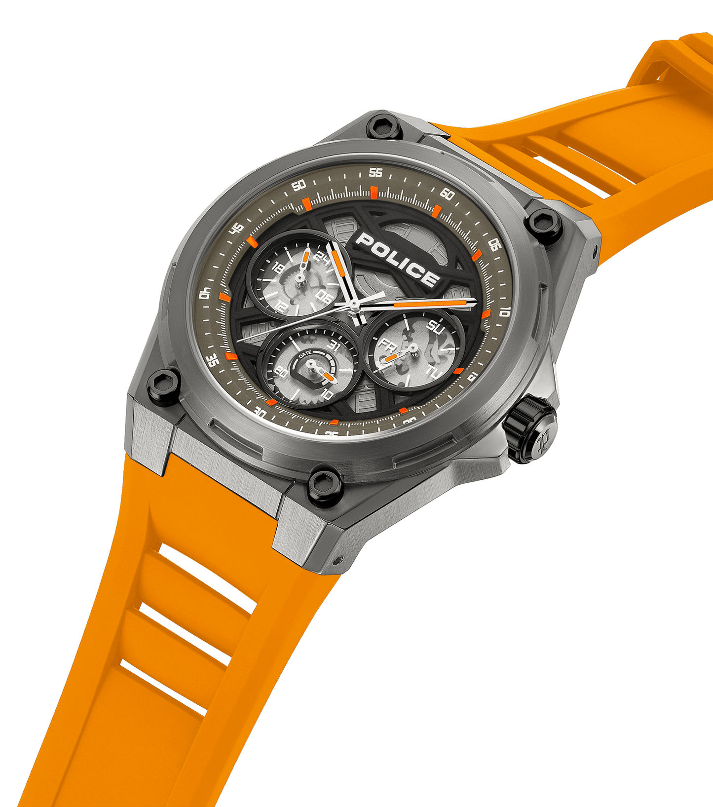 Police Dominion PEWGQ0093802 Herrenuhr Orange • Edelstahlgehäuse mit IP-Beschichtung • Multifunktion, Bild 2