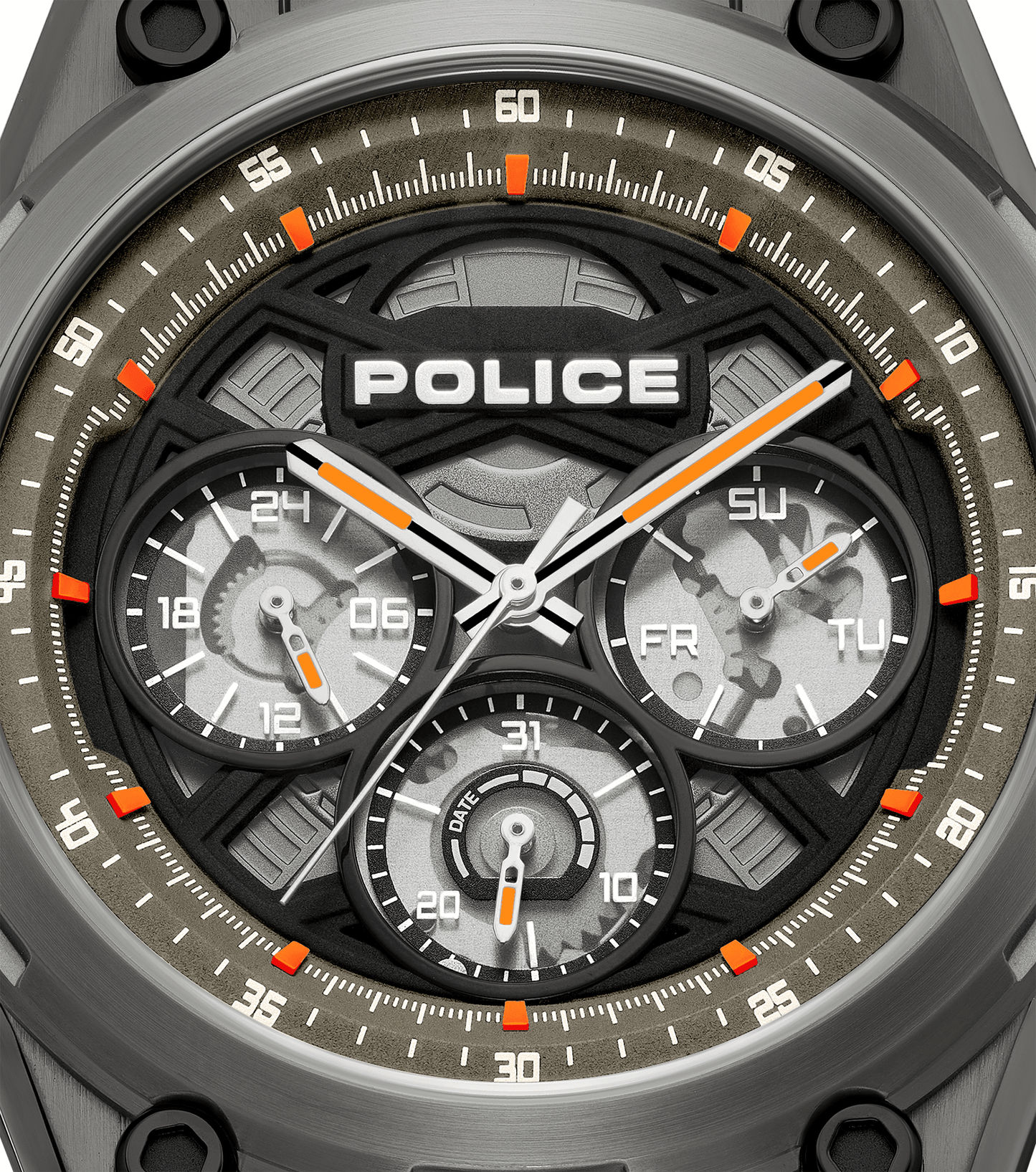 Police Dominion PEWGQ0093802 Herrenuhr Orange • Edelstahlgehäuse mit IP-Beschichtung • Multifunktion, Bild 4