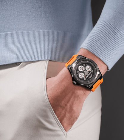 Police Dominion PEWGQ0093802 Herrenuhr Orange • Edelstahlgehäuse mit IP-Beschichtung • Multifunktion, Bild 5